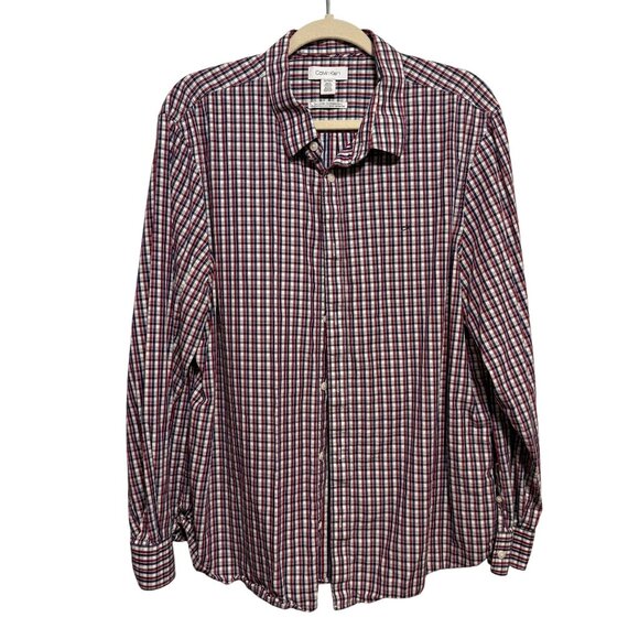 Calvin Klein Mens XL Checkered Cotton-Cashmere Shirt - Picture 1 of 5